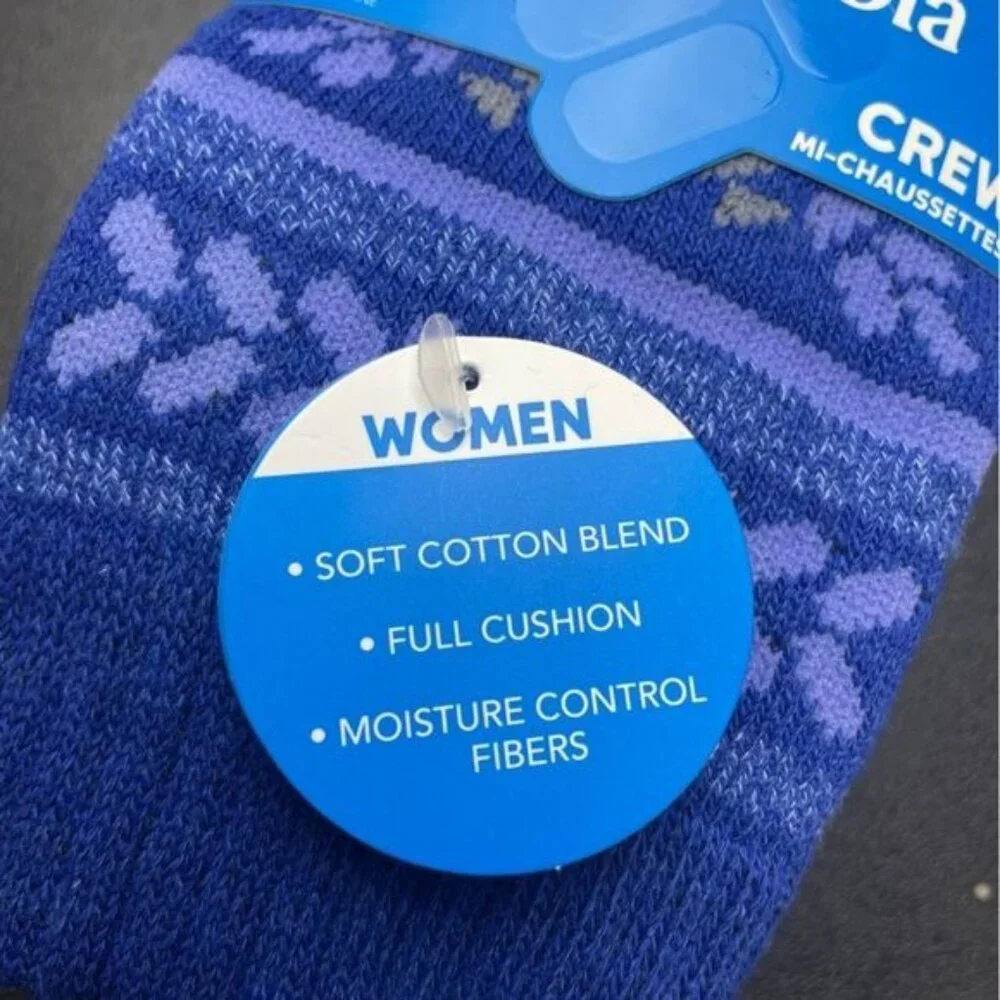 COLUMBIA COTTON BLEND 2-PAIRS CREW SOCKS MI-CHAUSSETTES 4-10